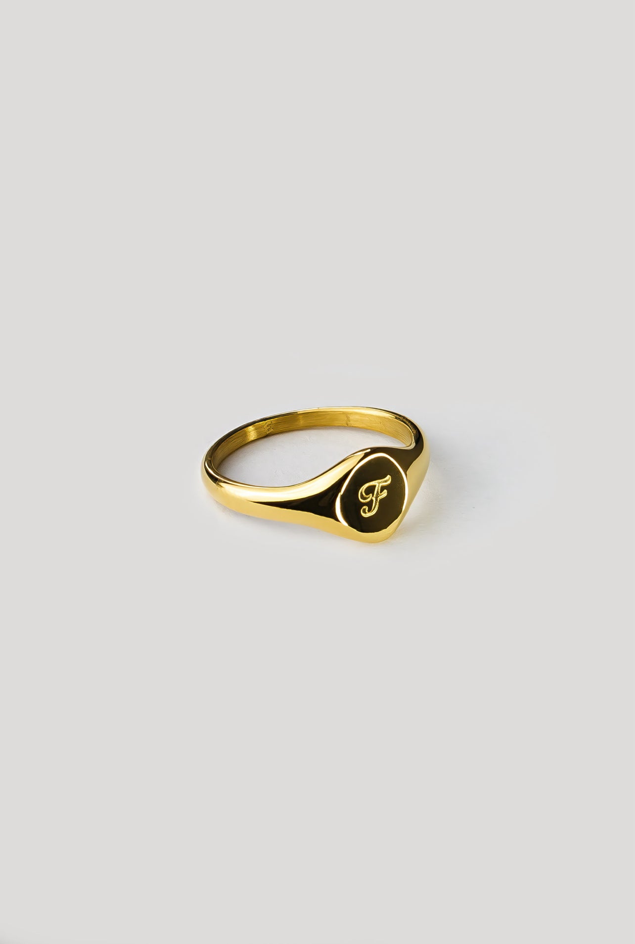 F Gold Signet Ring