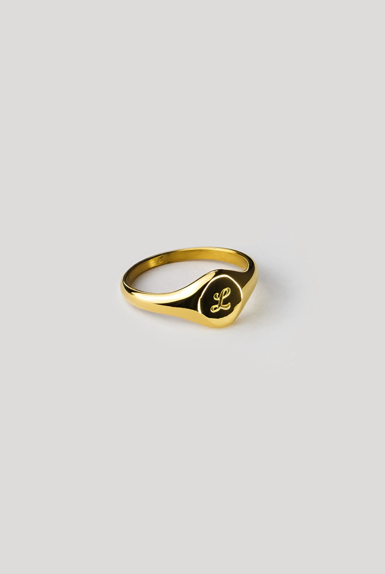L Gold Signet Ring