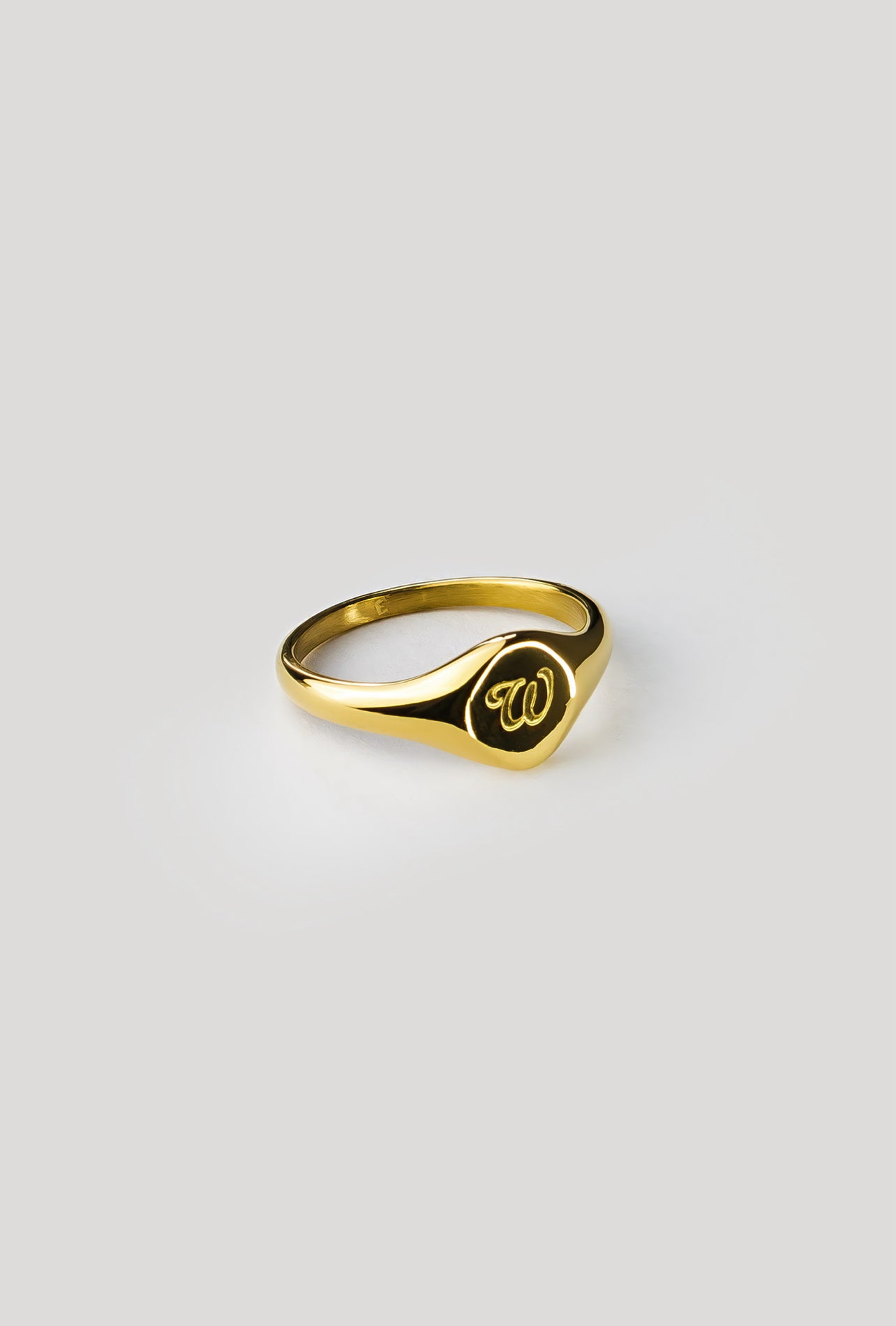 W Gold Signet Ring