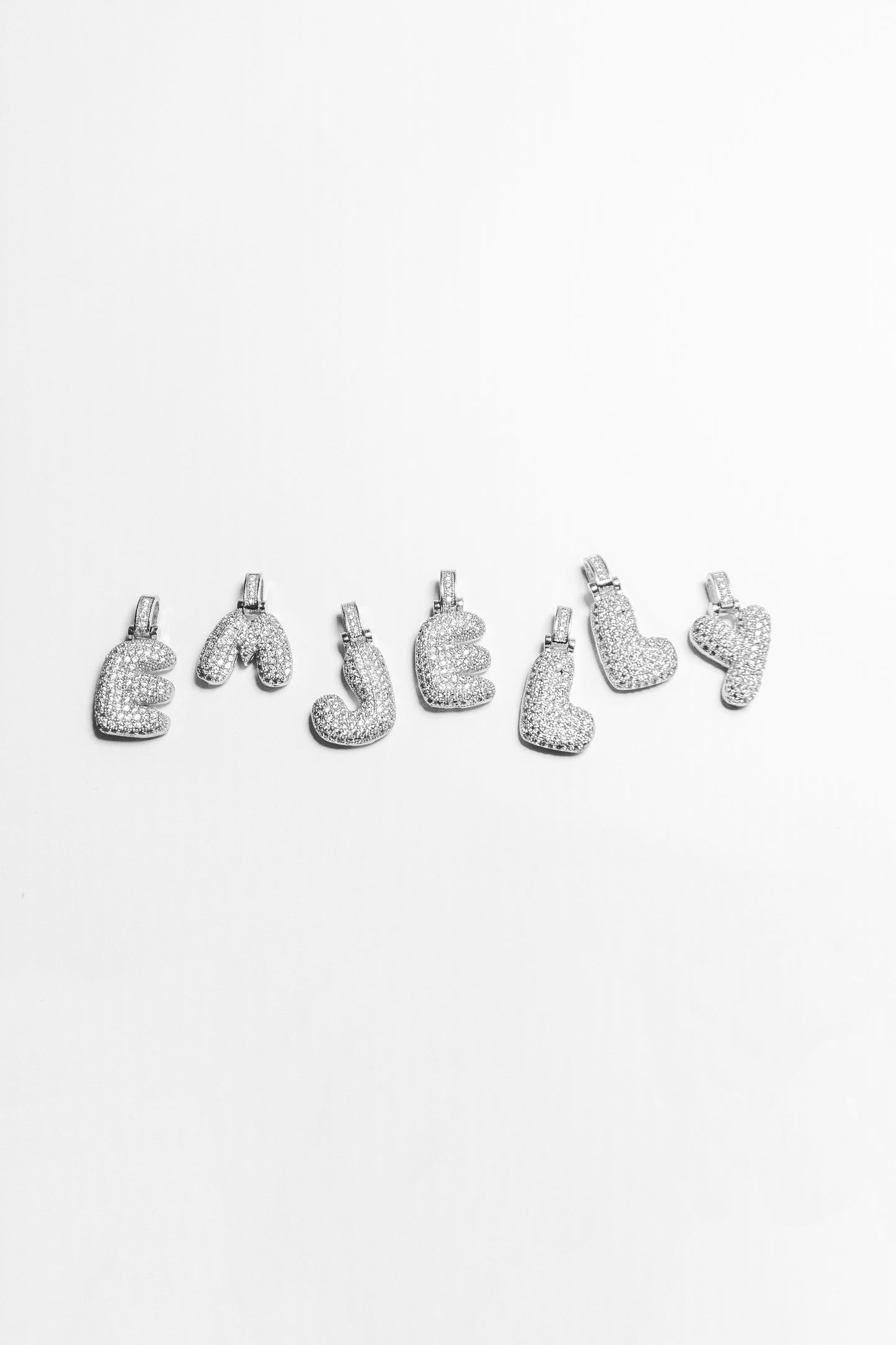 K Bubble Letter Pendant - Silver