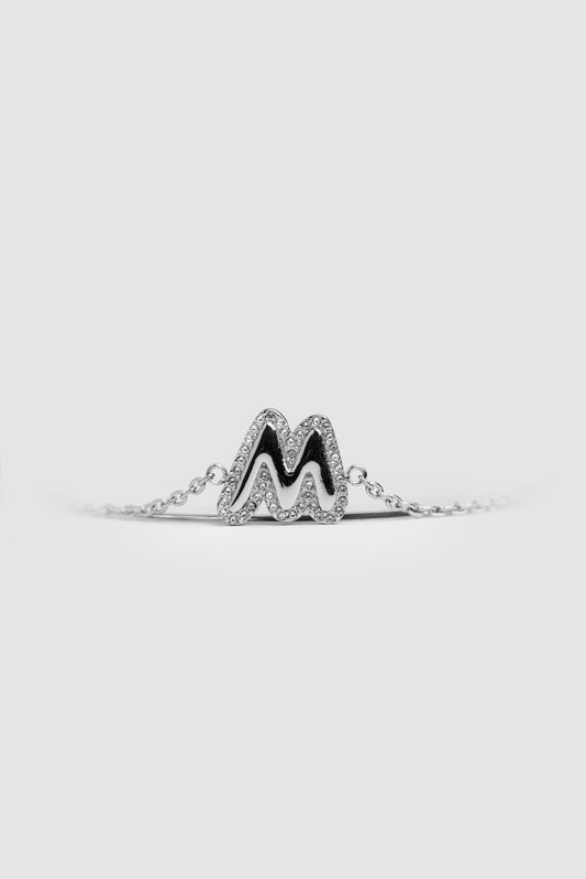 M Silver Initial Letter Bracelet
