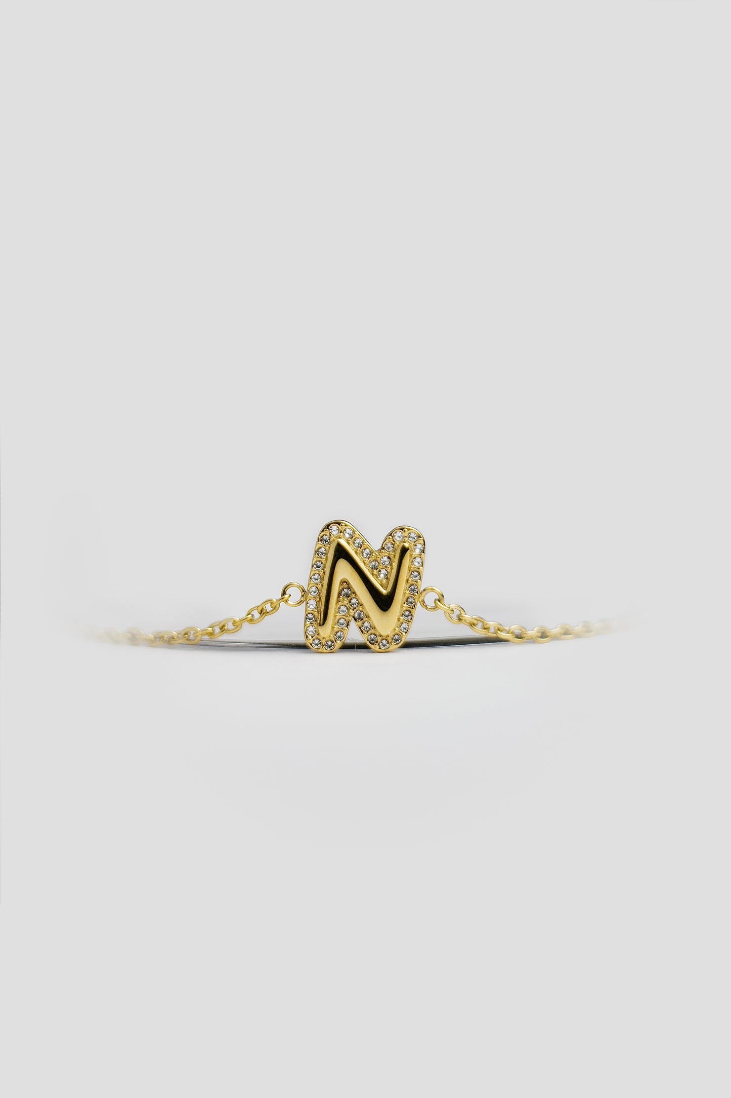 N Gold Initial Letter Bracelet