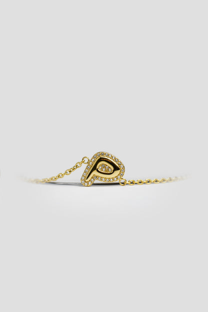 P Gold Initial Letter Bracelet