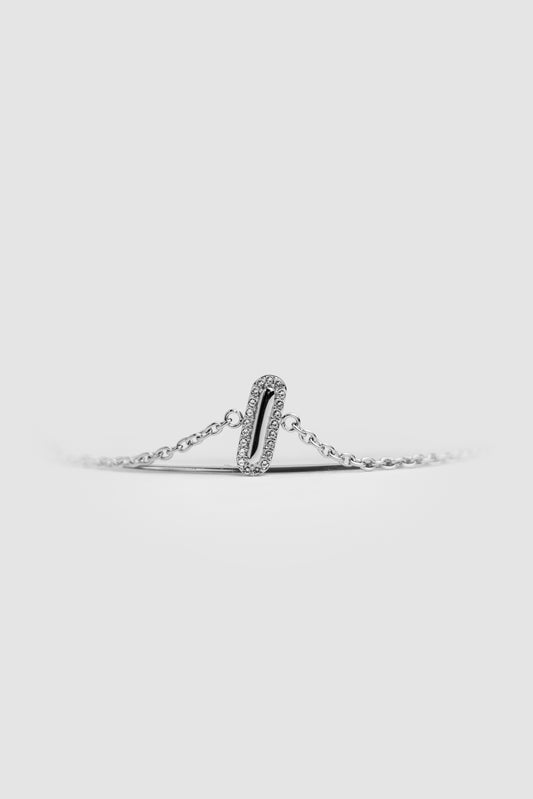 I Silver Initial Letter Bracelet