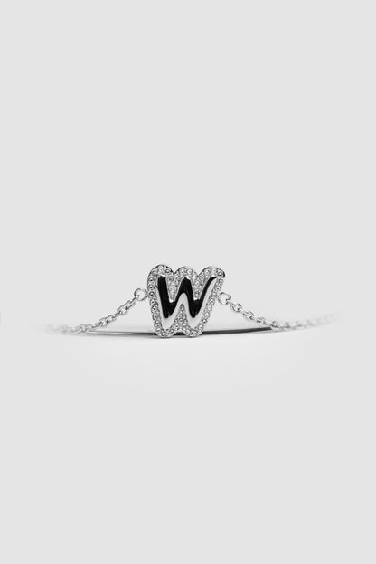 W Silver Initial Letter Bracelet