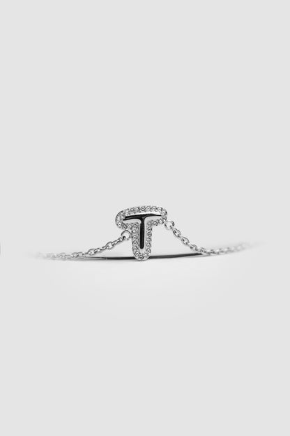 T Silver Initial Letter Bracelet