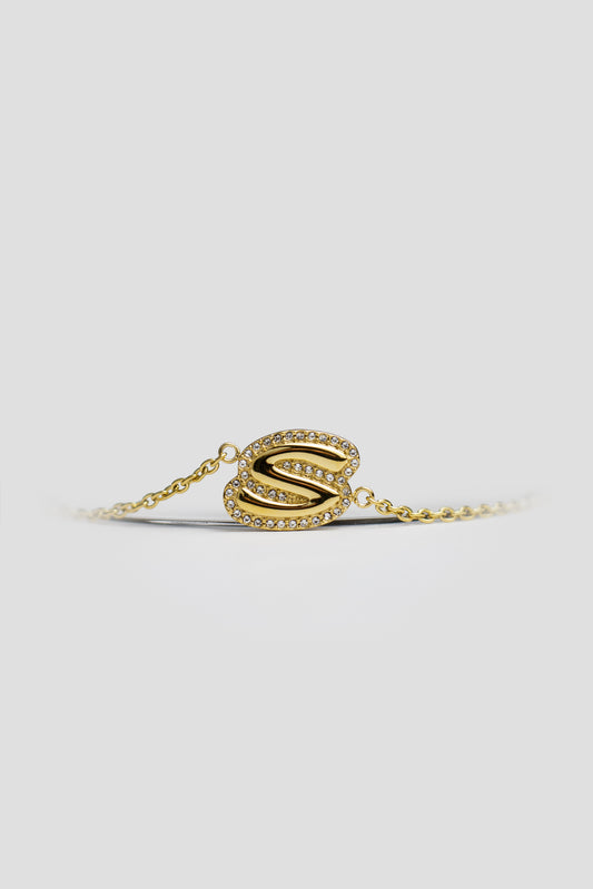 S Gold Initial Letter Bracelet