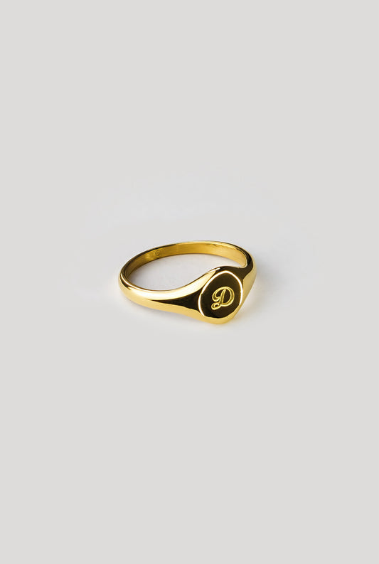 D Gold Signet Ring