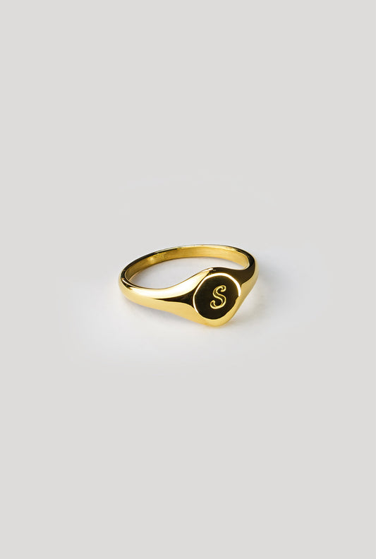 S Gold Signet Ring