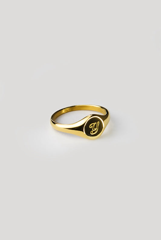 Y Gold Signet Ring