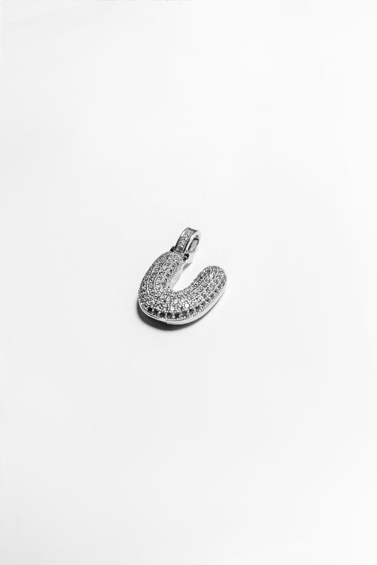 U Bubble Letter Pendant - Silver
