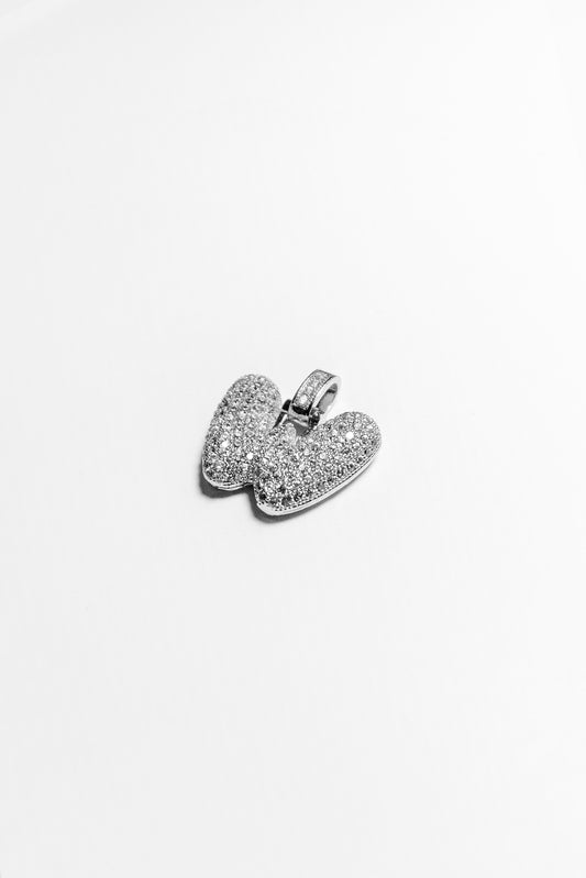 W Bubble Letter Pendant - Silver