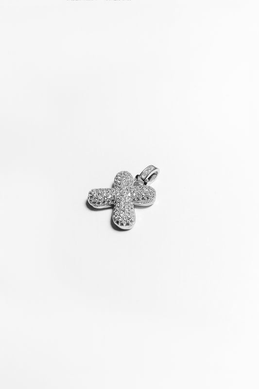 X Bubble Letter Pendant - Silver