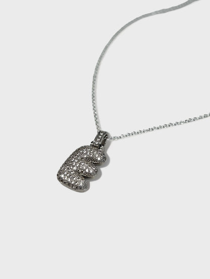 U Bubble Letter Pendant - Silver