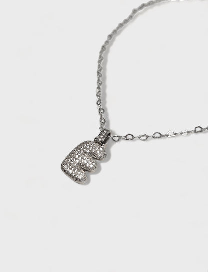 T Bubble Letter Pendant - Silver