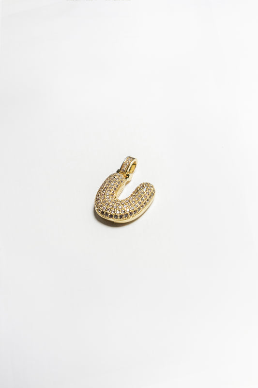 U Bubble Letter Pendant - Gold