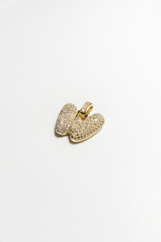 W Bubble Letter Pendant - Gold