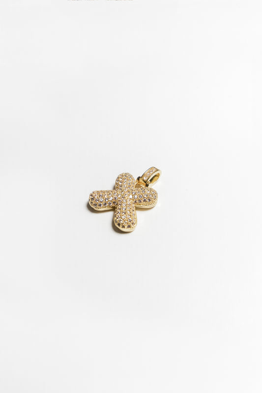 X Bubble Letter Pendant - Gold